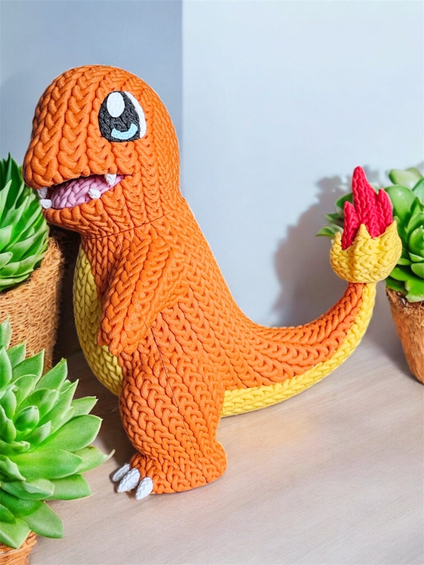 Knitted Design - 3D Printed Charmander - Unique Display Collectable