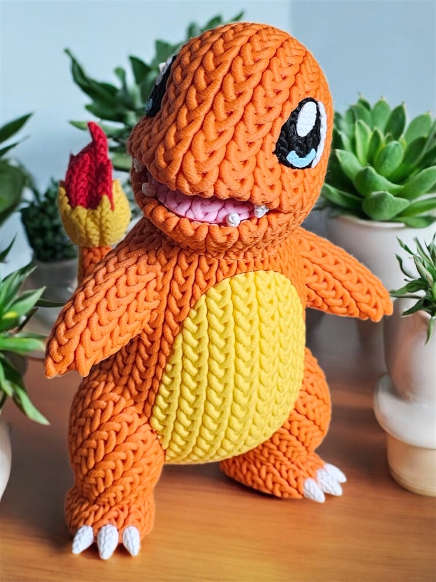 Knitted Design - 3D Printed Charmander - Unique Display Collectable