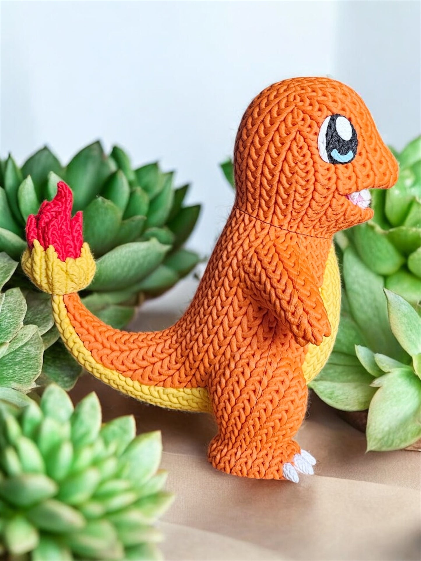Knitted Design - 3D Printed Charmander - Unique Display Collectable