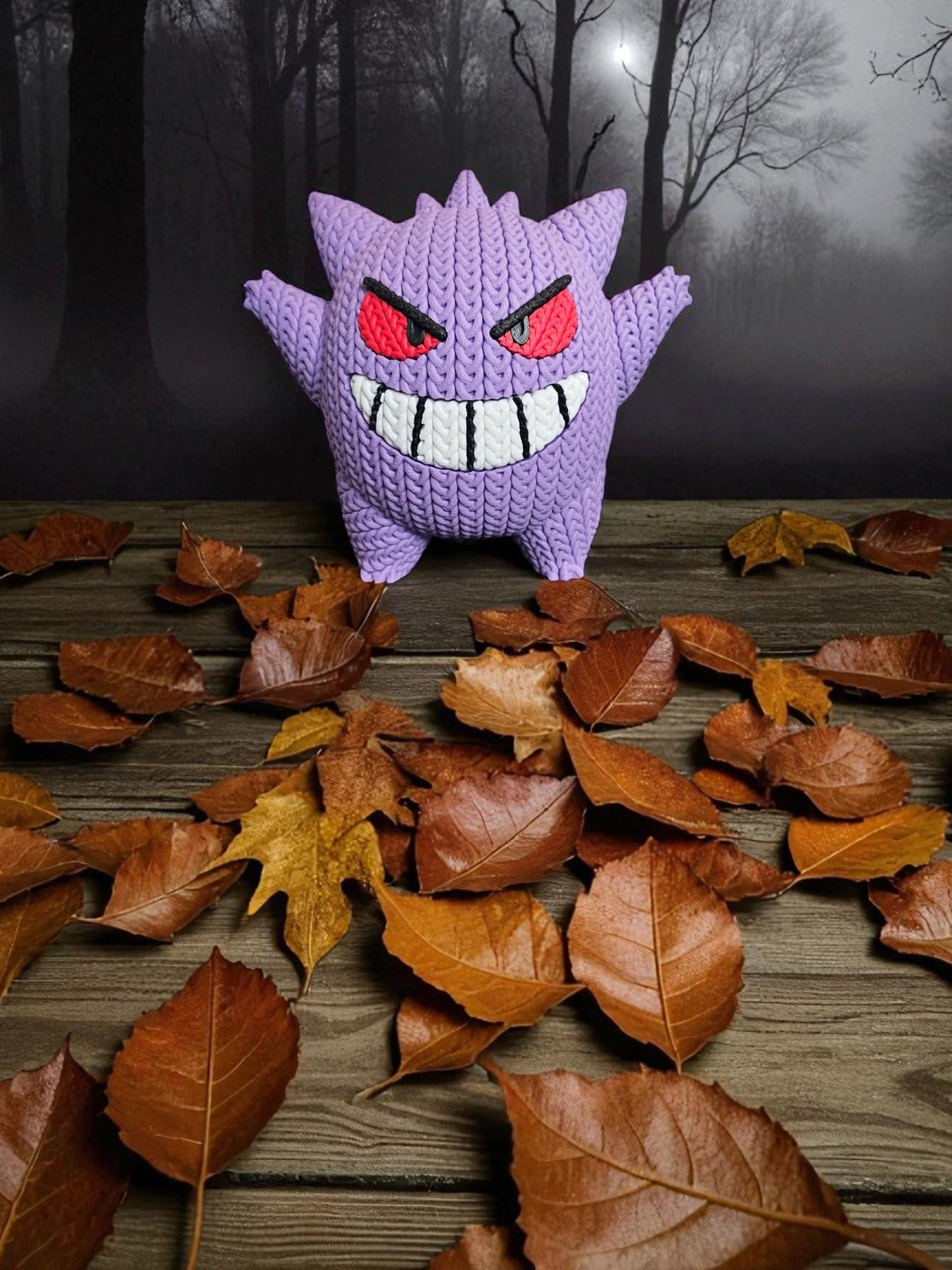 Knitted Design - 3D Printed Gengar - Unique Display Collectable