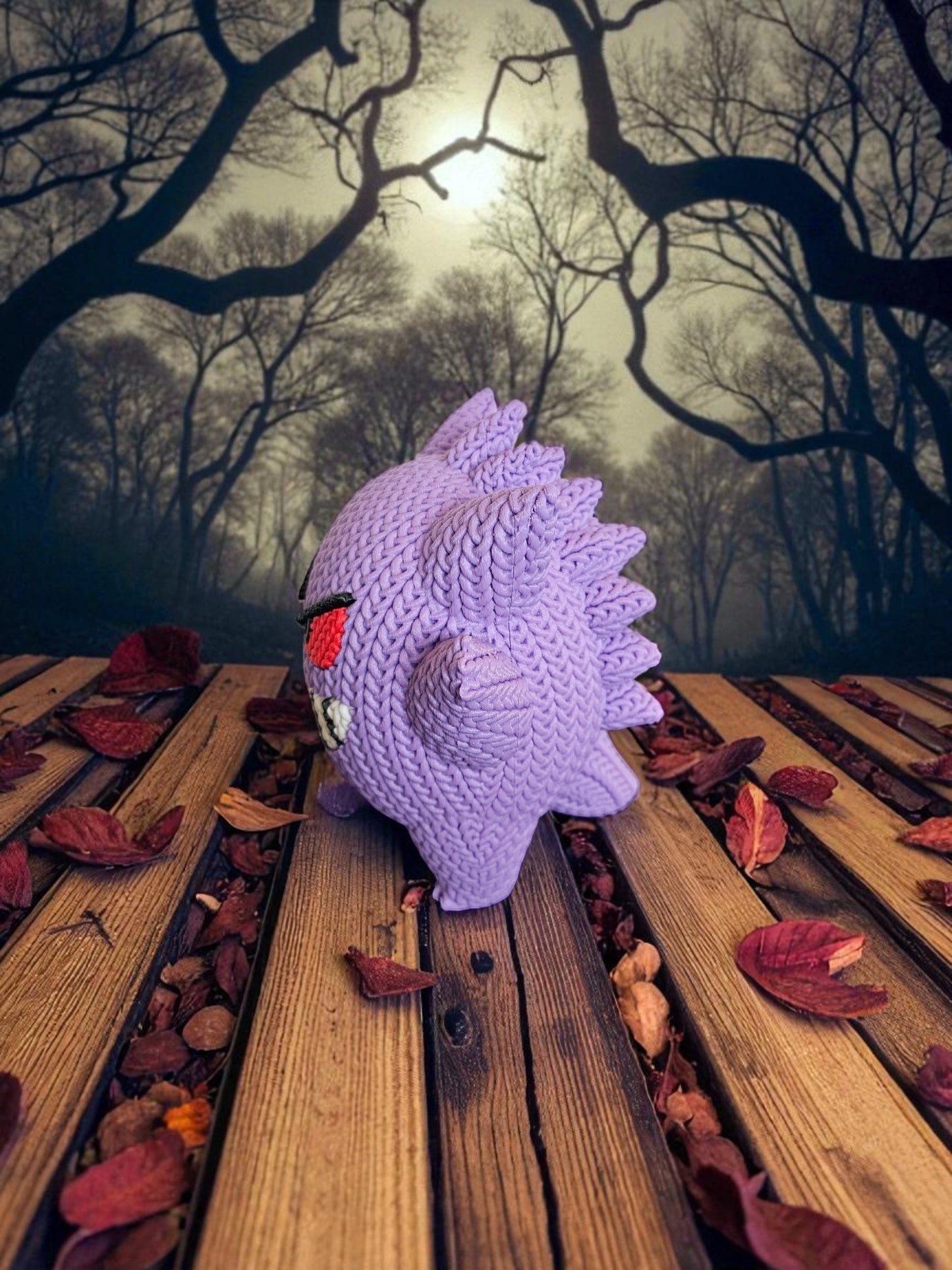 Knitted Design - 3D Printed Gengar - Unique Display Collectable
