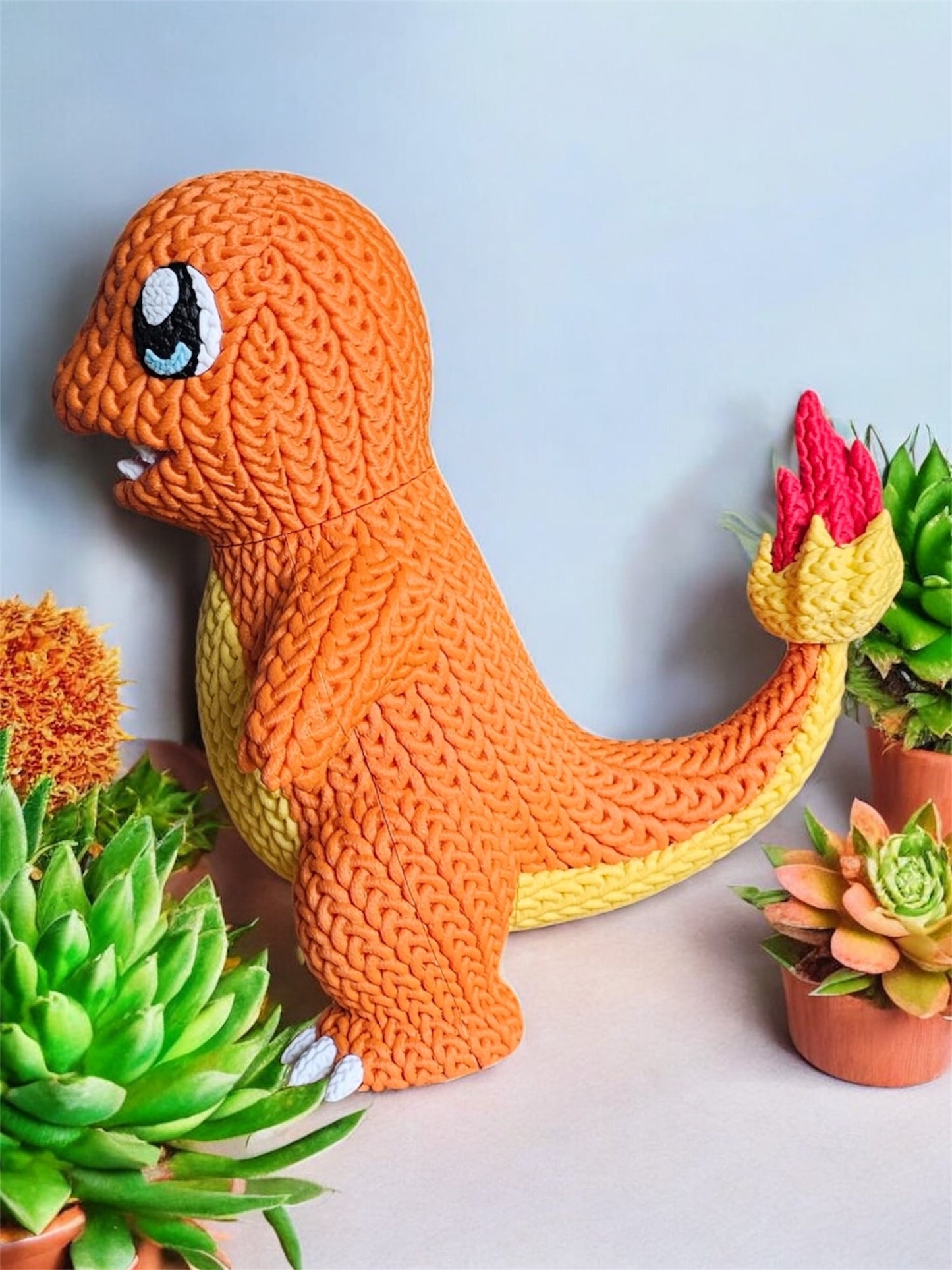 Knitted Design - 3D Printed Charmander - Unique Display Collectable