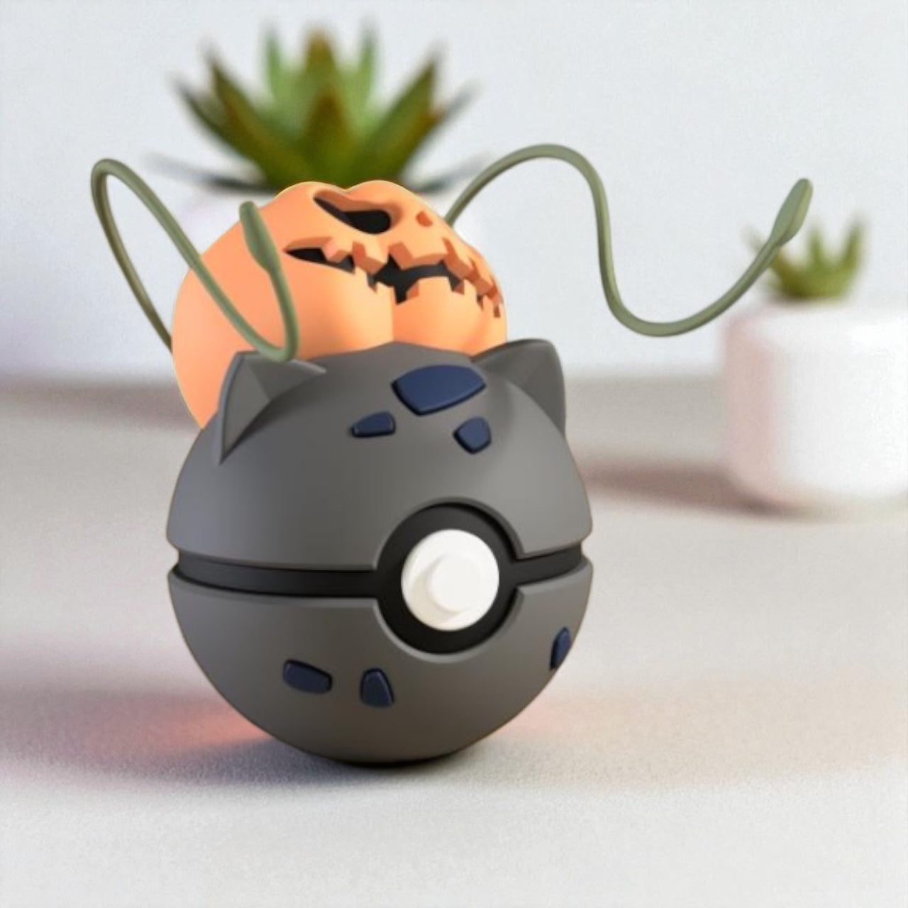 Pokemon Character Design 3D Printed Pokeball - Halloween Bulbasaur - Unique Display Collectible