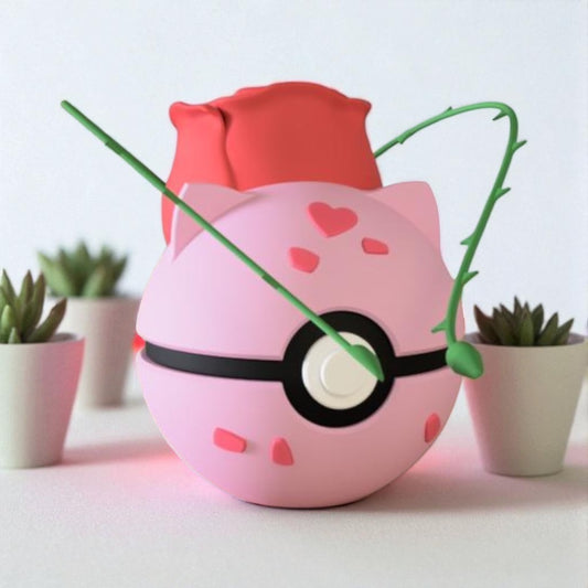 Pokemon Character Design 3D Printed Pokeball - Valentines Bulbasaur - Unique Display Collectible