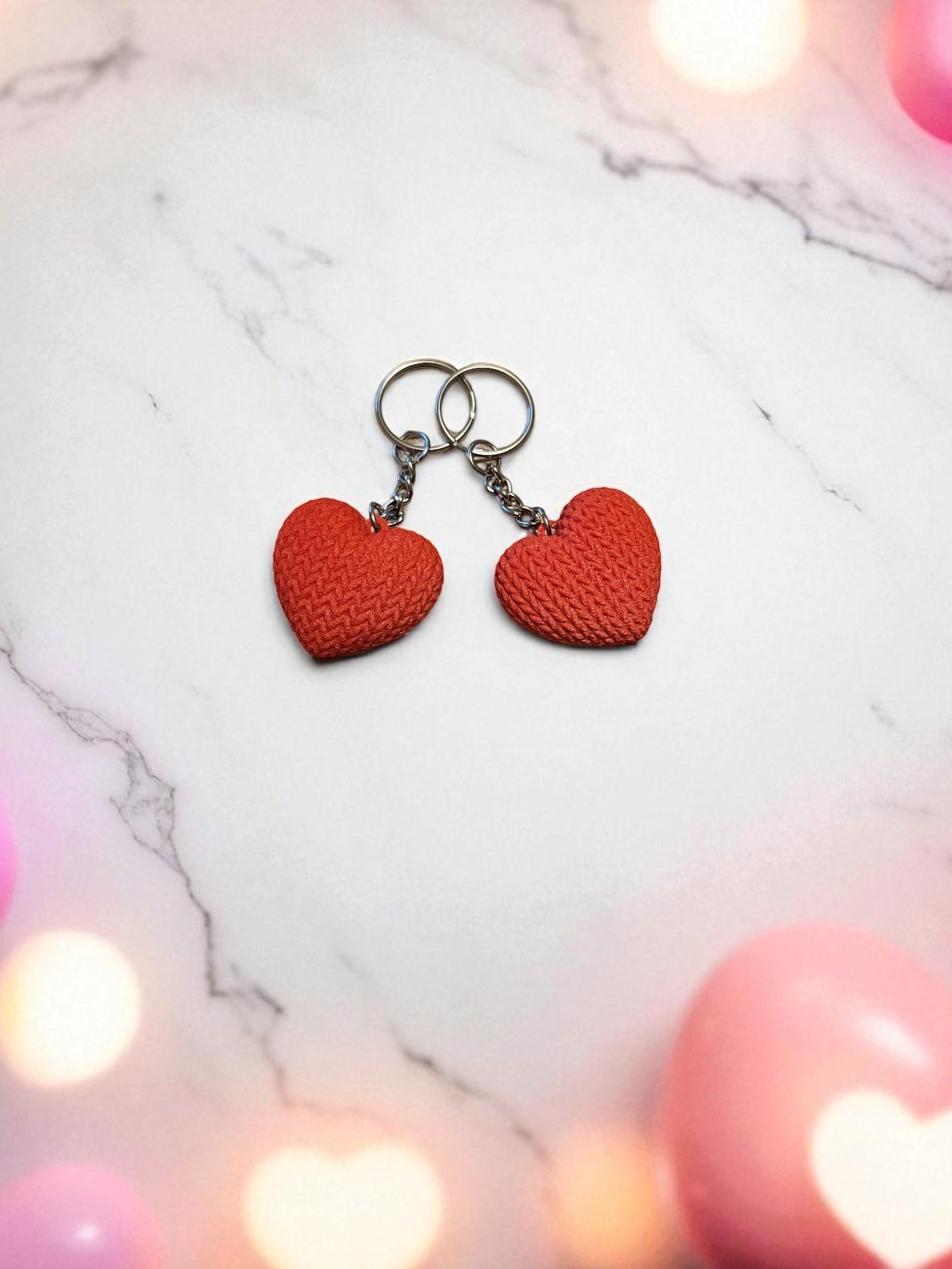 Knitted Design 3D Printed Heart Keychain