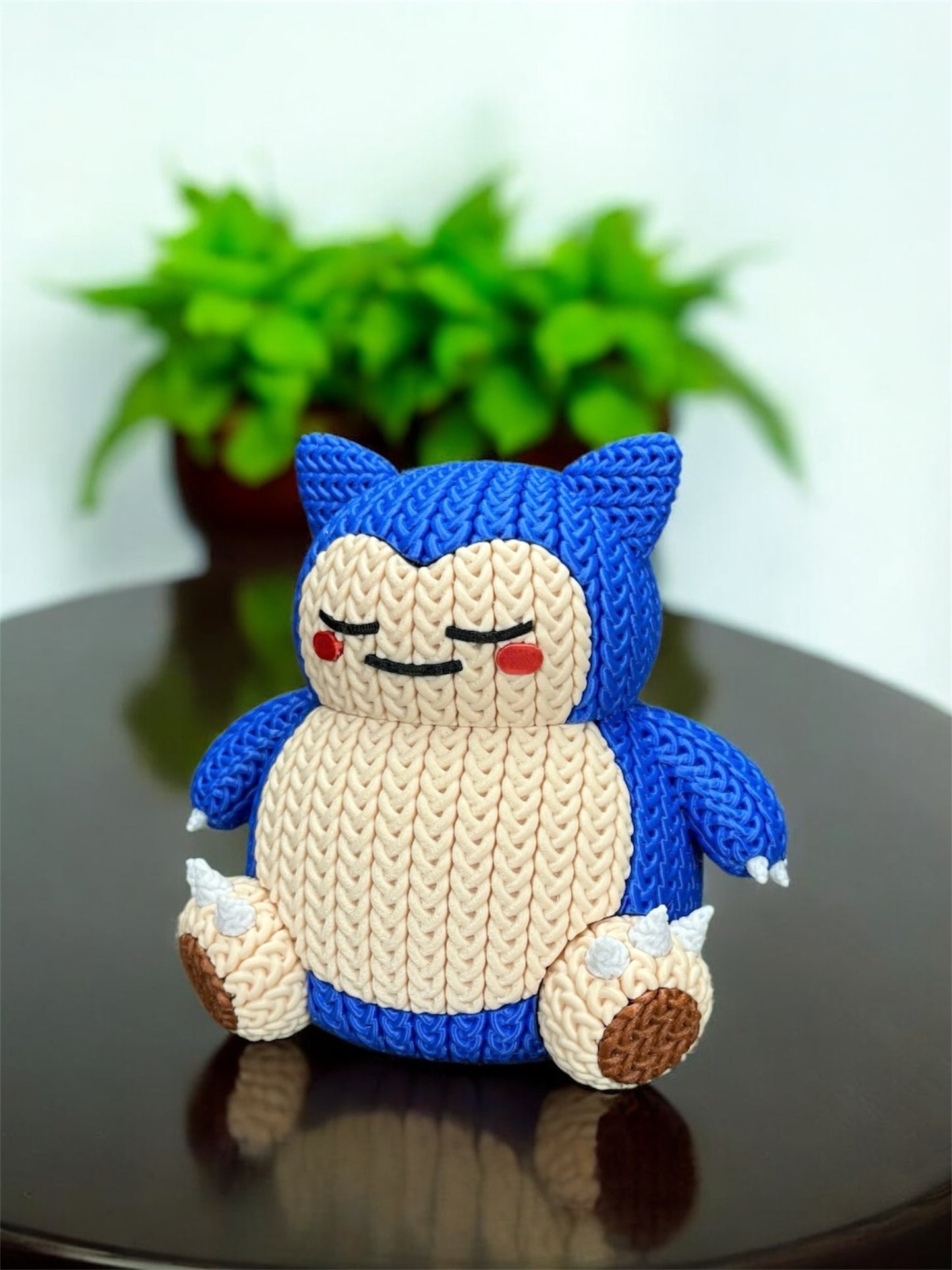Knitted Design- 3D Printed Snorlax Figure- Unique Display Collectible