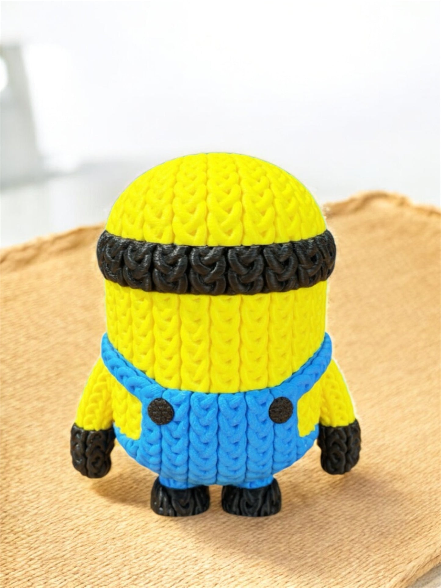 Knitted Design - 3D Printed Minion Character Figure - Unique Display Collectible