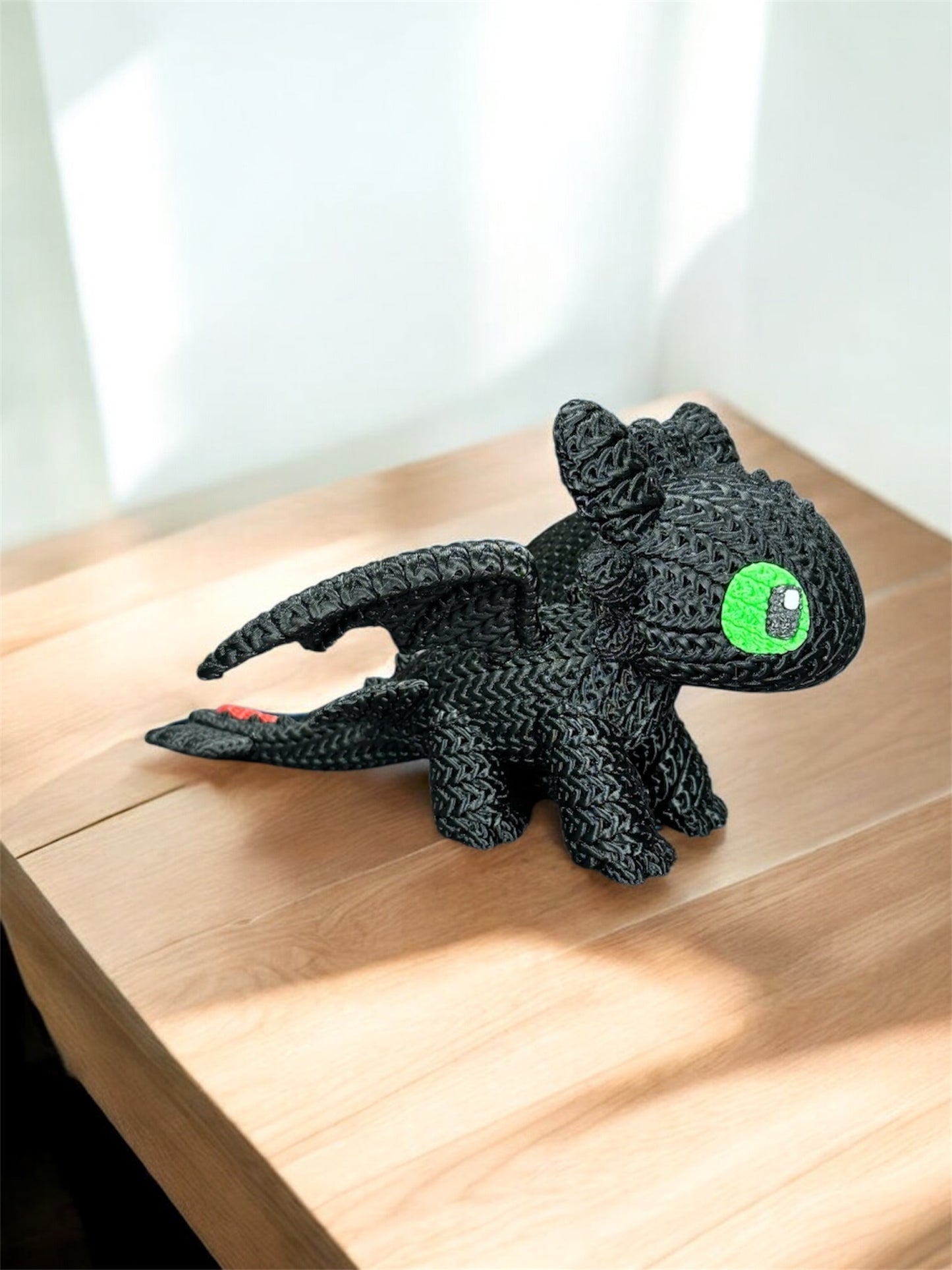 Knitted Design- 3D Printed Toothless Figure- Unique Display Collectible