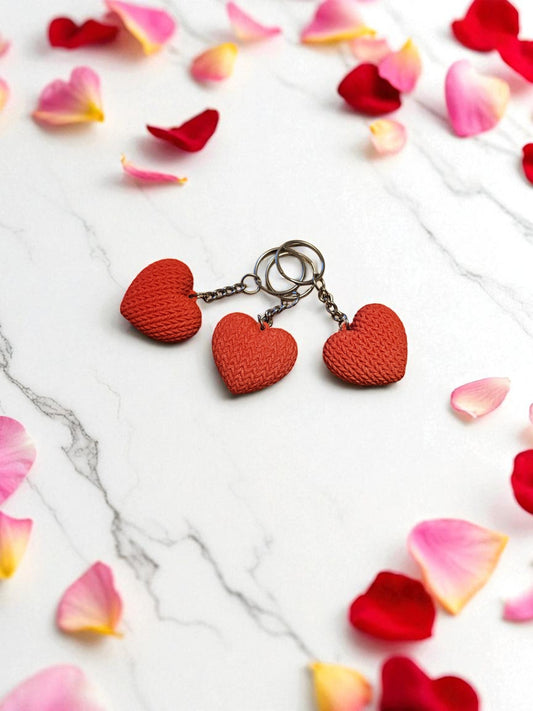 Knitted Design 3D Printed Heart Keychain
