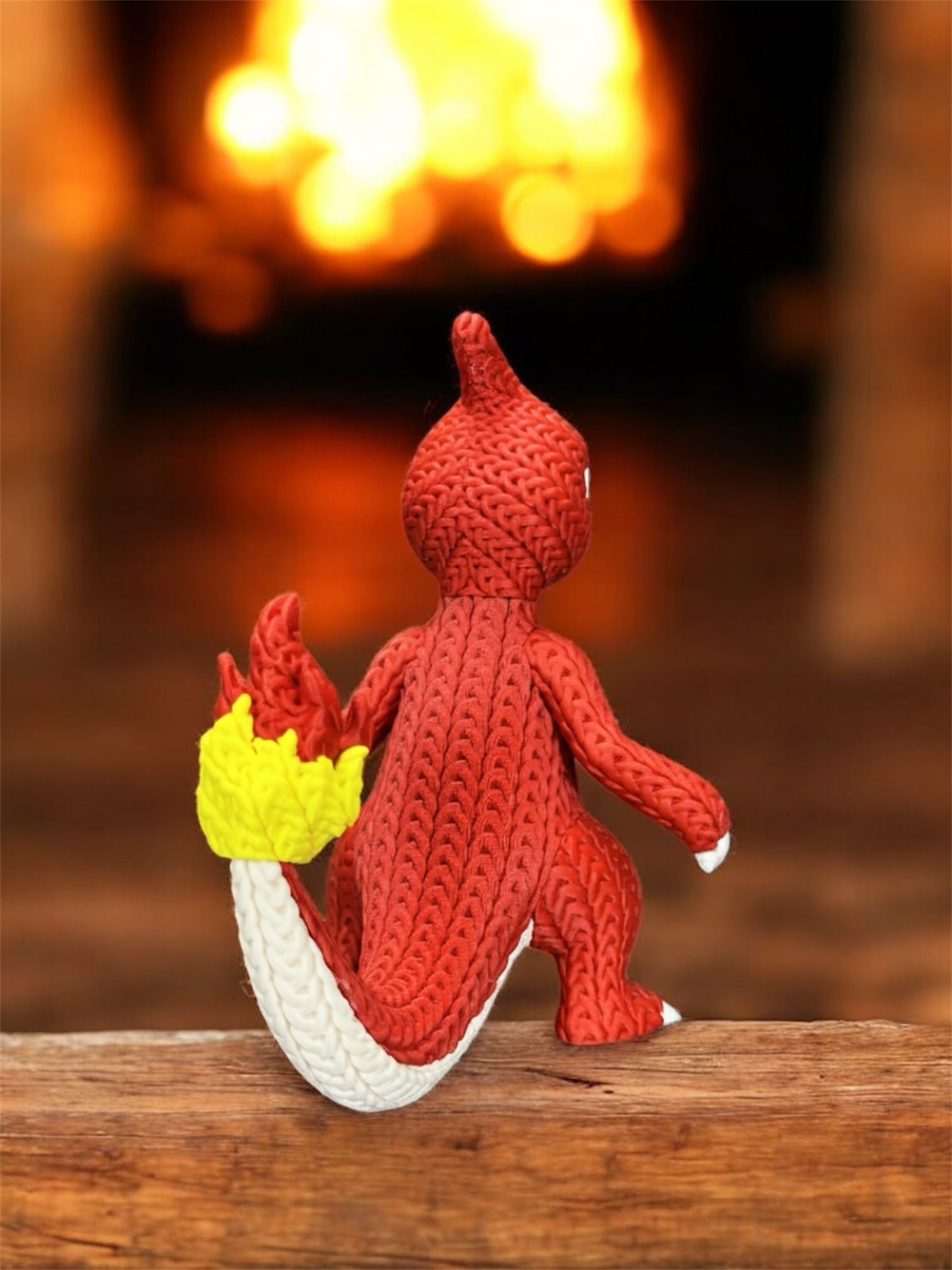 Charmander, Charmeleon & Charizard Figures- 3D Printed Knitted Design - Unique Display Fan Art Collectible