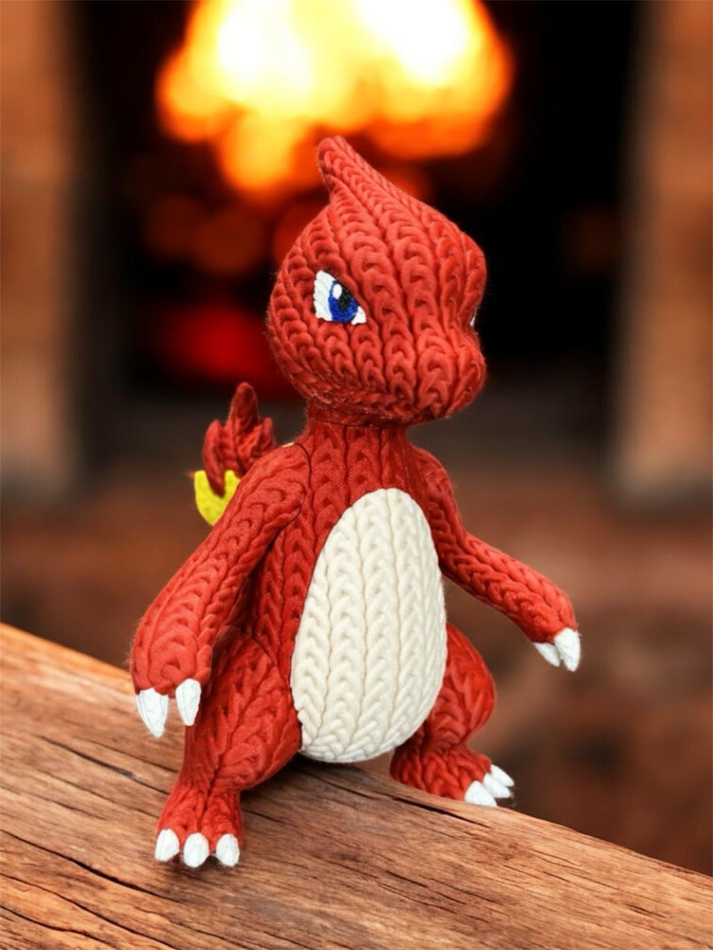 Charmander, Charmeleon & Charizard Figures- 3D Printed Knitted Design - Unique Display Fan Art Collectible