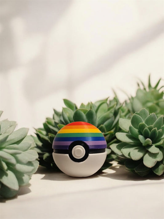 Pokemon inspired Pride Ball - 3D Printed - Unique Display Collectible