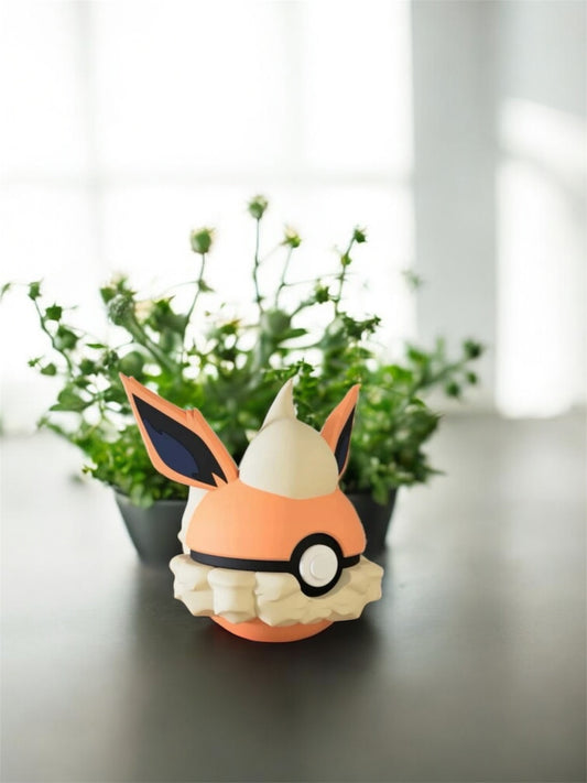 Pokemon Character Design - 3D Printed Pokeball - Flareon - Unique Display Collectable