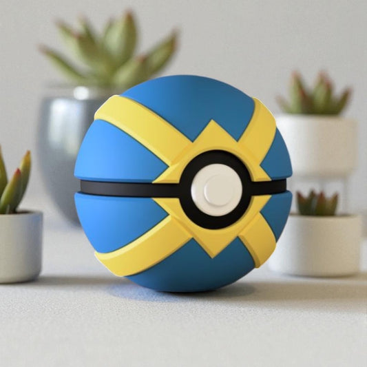 Pokemon 3D Printed Pokeball - Quick Ball Design - Unique Display Collectible