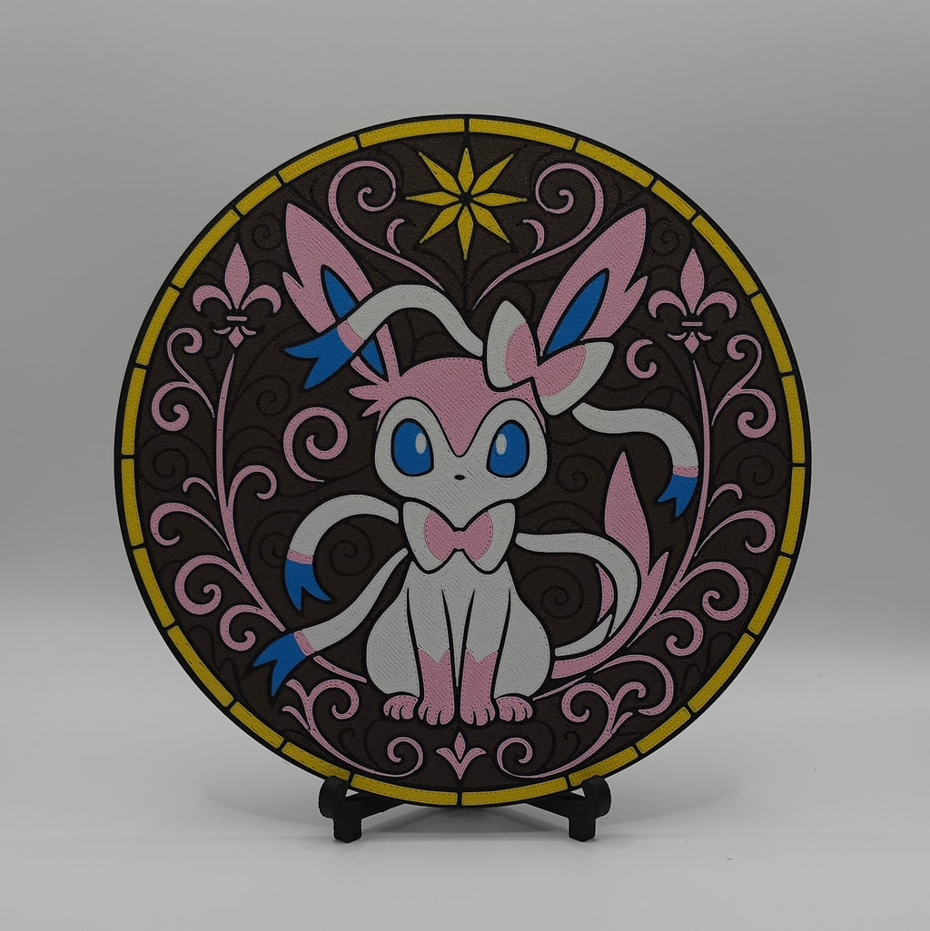 Pokemon Eeveelutions Stained Glass Inspired- 3D Printed Wall/Door Decor- Unique Display Collectible