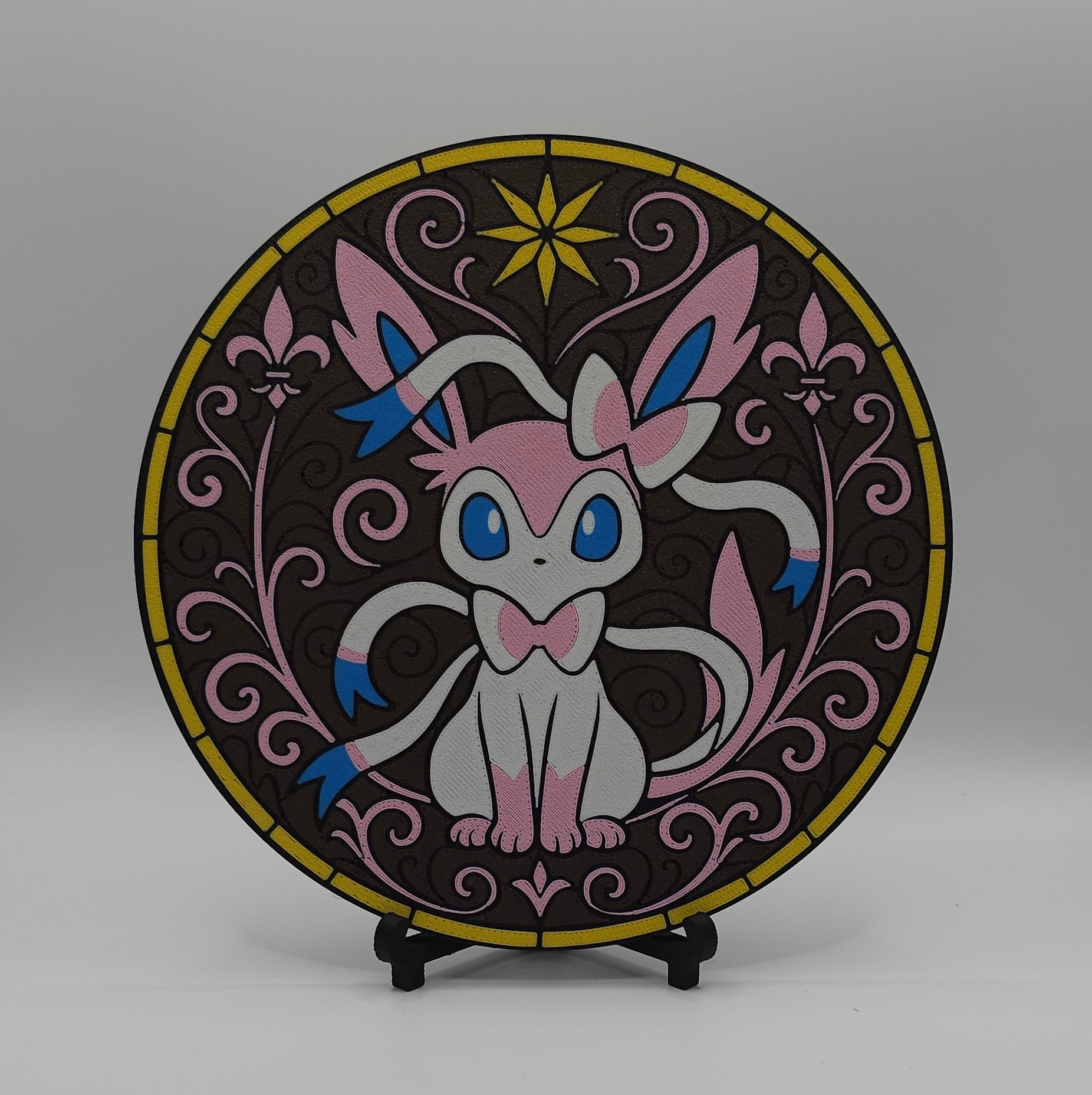 Pokemon Eeveelutions Stained Glass Inspired- 3D Printed Wall/Door Decor- Unique Display Collectible