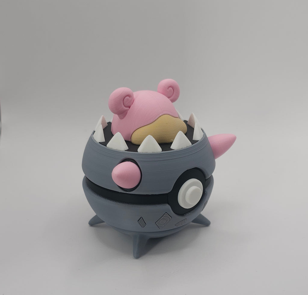 Pokemon Character Design- 3D Printed Pokeball- Mega Slowbro- Unique Display Collectible