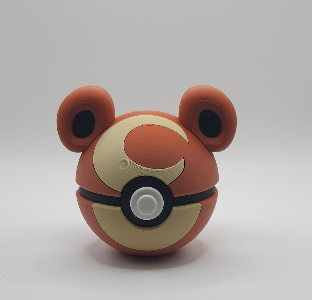 Pokemon Character Design- 3D Printed Pokeball- Teddiursa- Unique Display Collectible