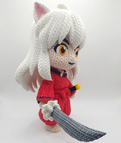 Knitted Design- 3D Printed Inuyasha Character Figure- Unique Display Collectible
