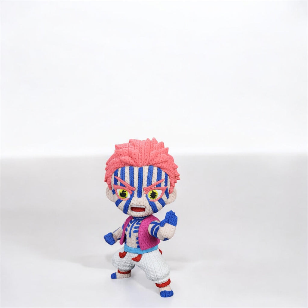 Knitted Design- 3D Printed Akaza Character Figure- Unique Display Collectible