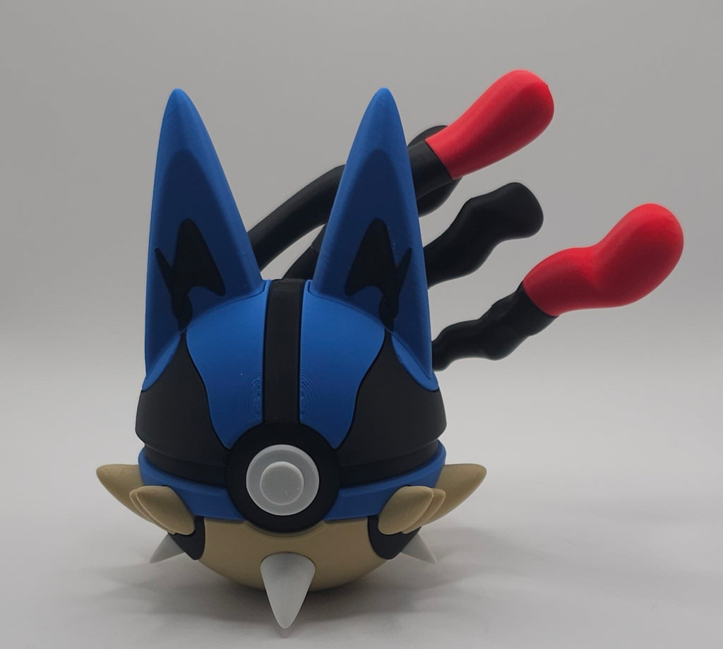 Pokemon Character Design - 3D Printed Pokeball - Mega Lucario - Unique Display Collectible