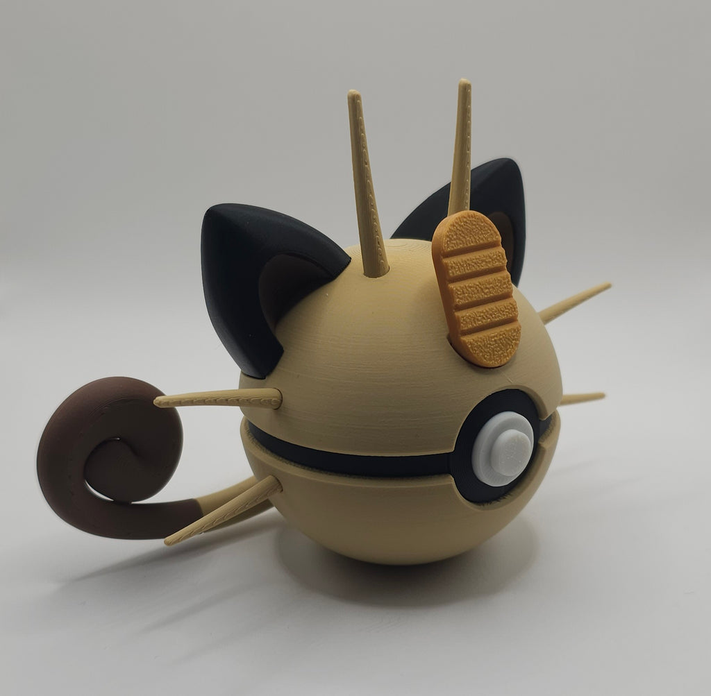 Pokemon Character Design 3D Printed Pokeball - Meowth - Unique Display Collectible