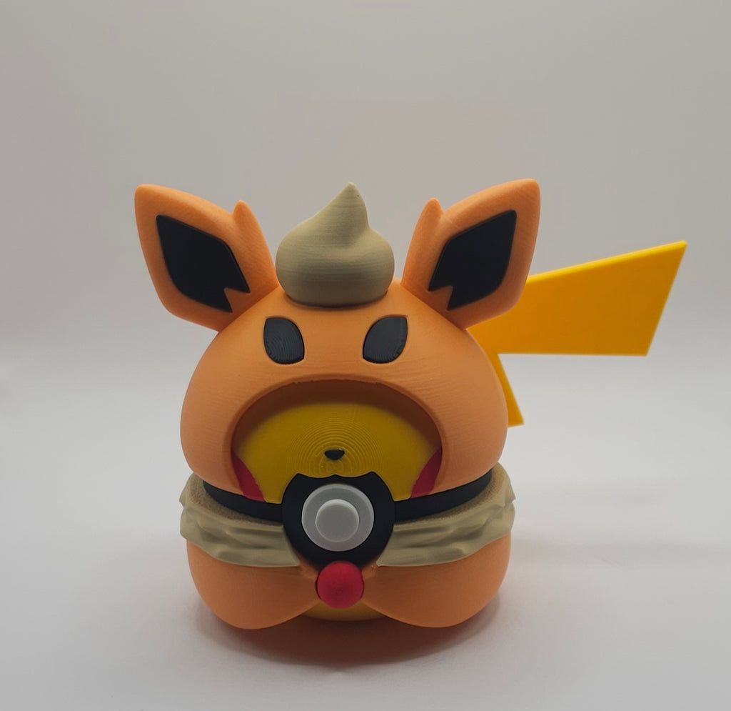 Pokemon Pikachu-Umbreon Poncho Design- 3D Printed Pokeball- Unique Display Fan Art Collectible