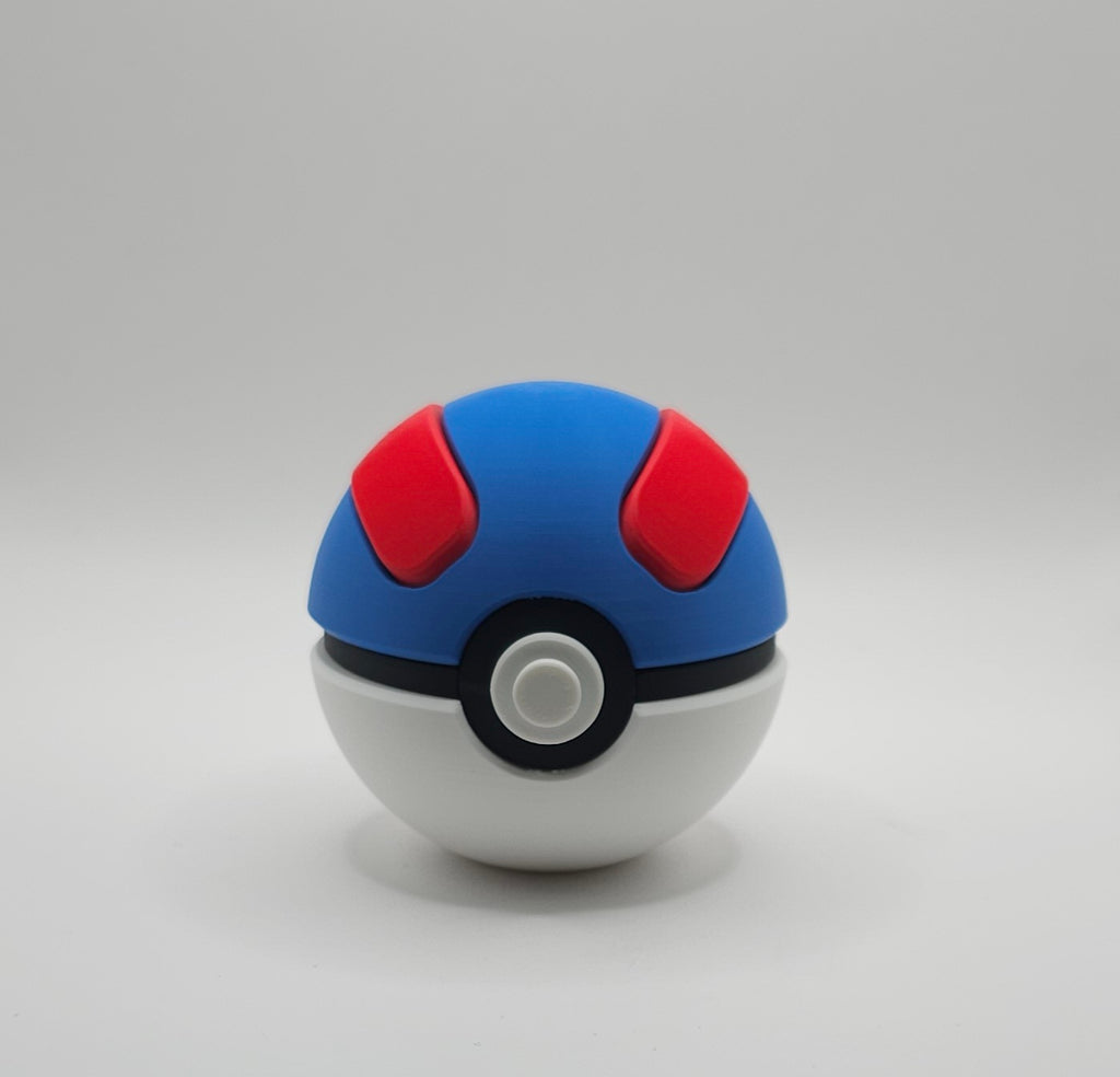 Pokemon 3D Printed Pokeball- Great Ball Design- Unique Fan Art Collectible