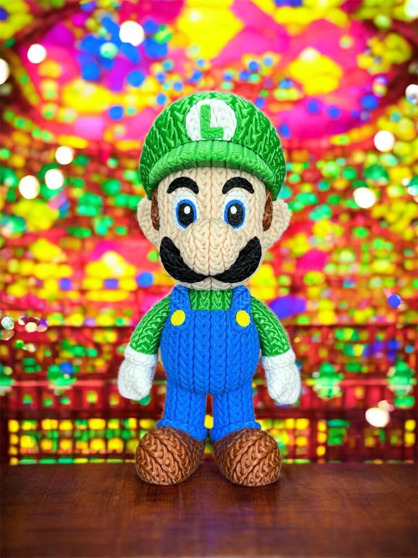 Knitted Design - 3D Printed Super Mario- Inspired Figures - Unique Display Collectible