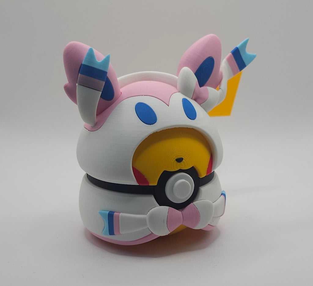 Pokemon Pikachu-Umbreon Poncho Design- 3D Printed Pokeball- Unique Display Fan Art Collectible