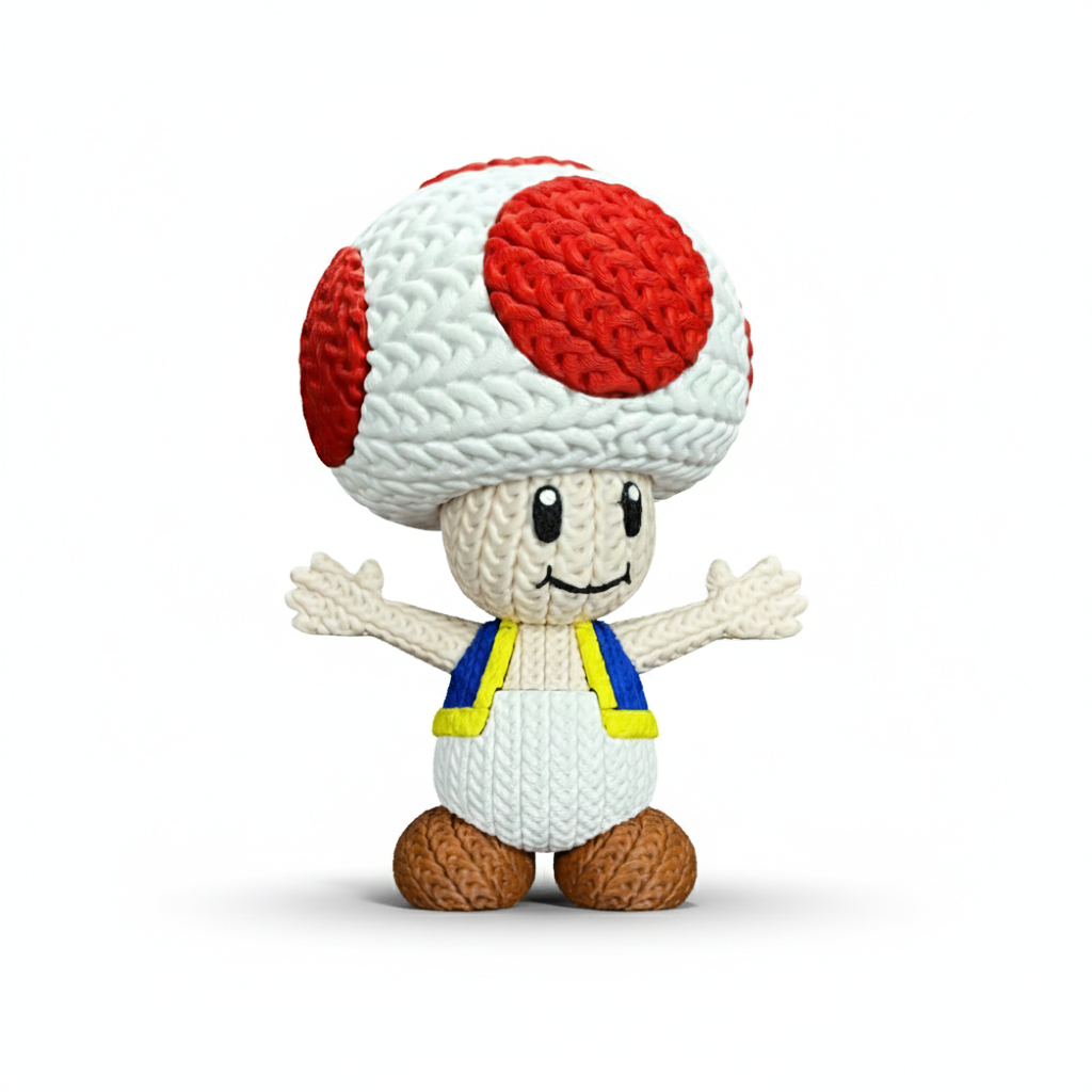 Knitted Design - 3D Printed Super Mario- Inspired Figures - Unique Display Collectible