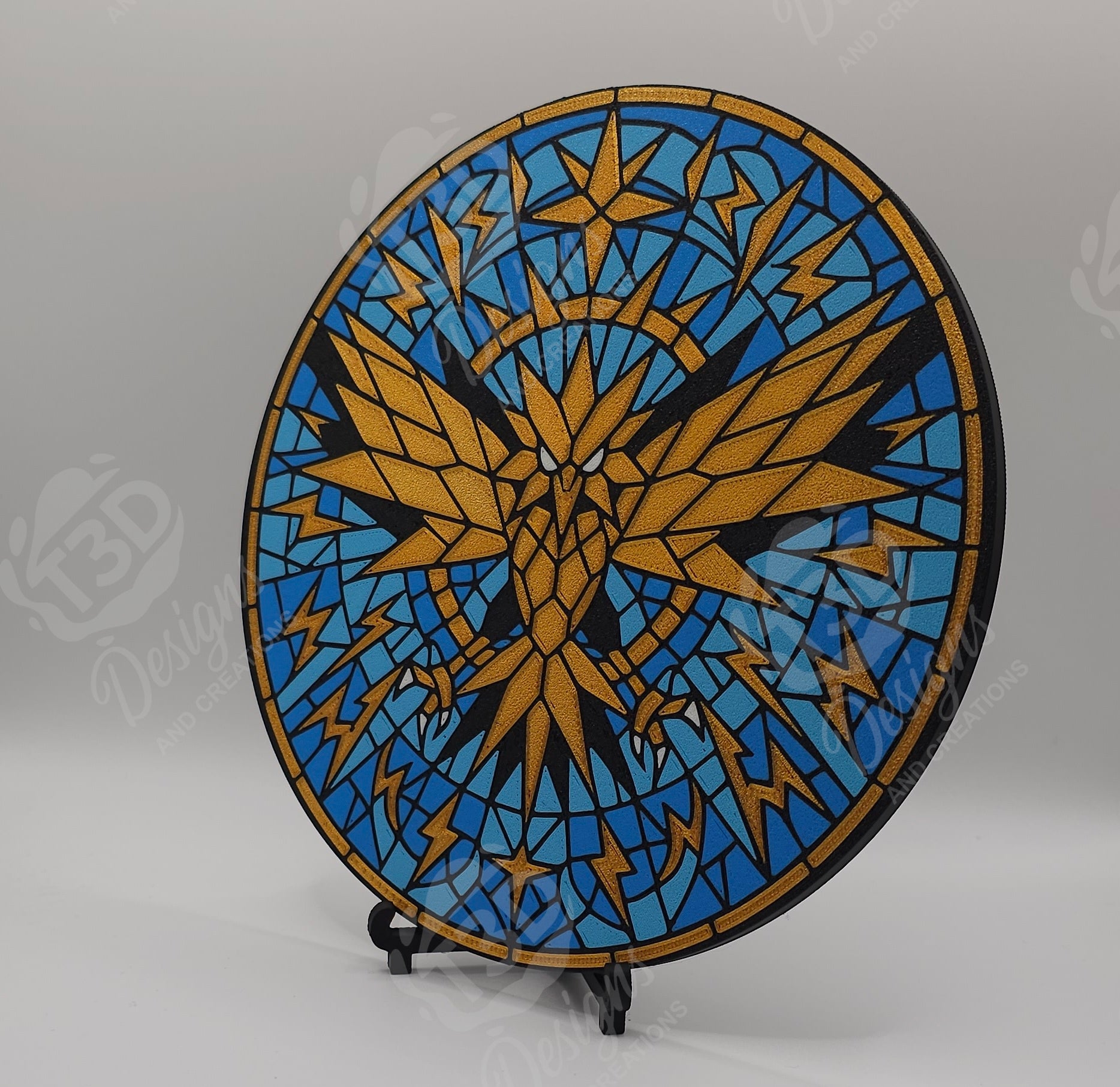 Zapdos Stained Glass Inspired Wall Art