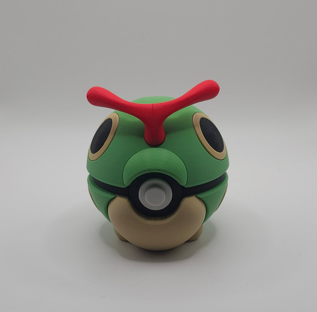 Pokemon Character Design - 3D Printed Pokeball - Caterpie - Unique Display Collectible