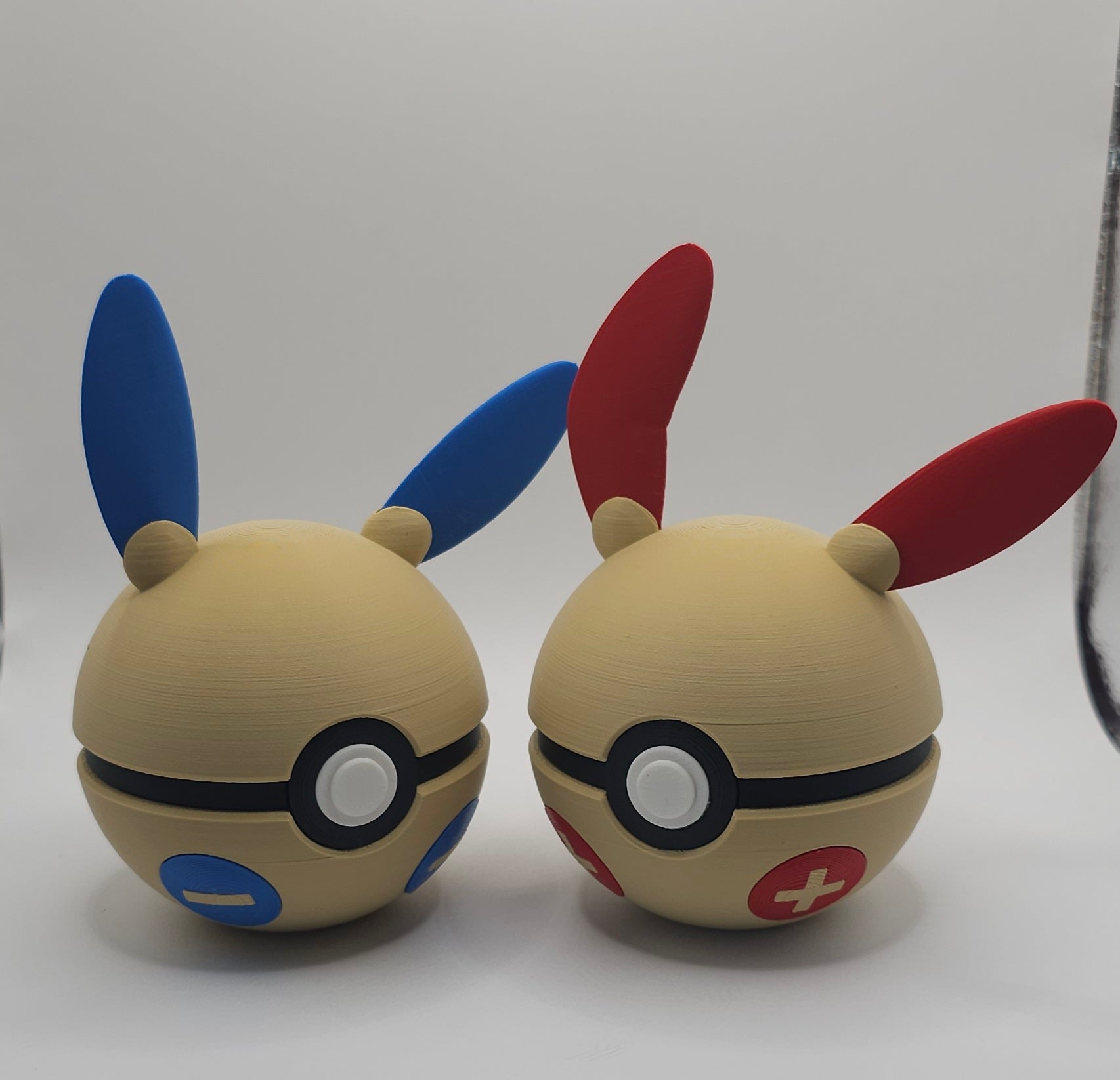 Pokemon Character Design- 3D Printed Pokeball- Minun & Plusle- Unique Display Collectible