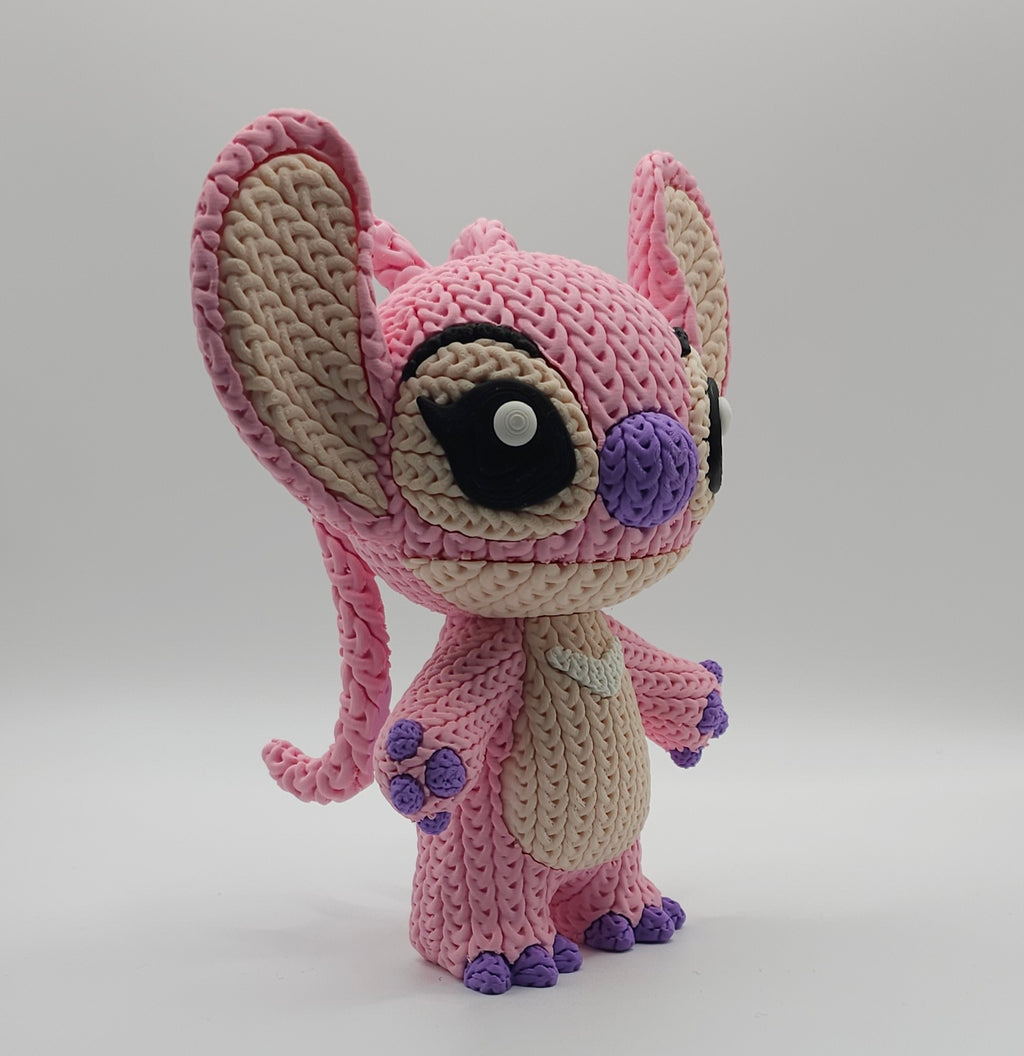 Knitted Design - 3D Printed Lilo & Stitch Inspired Character Figures - Unique Display Collectible