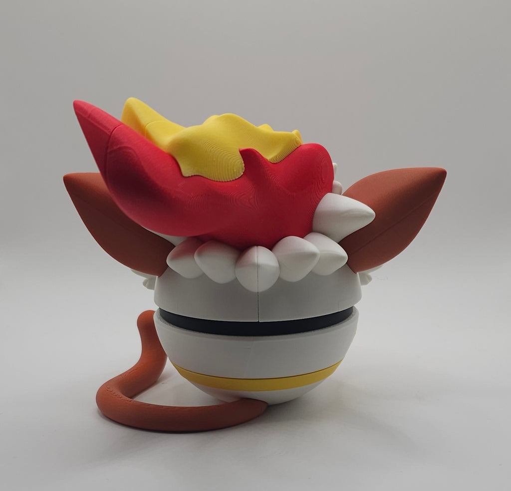 Pokemon Character Design- 3D Printed Pokeball- Infernape- Unique Display Fan Art Collectible