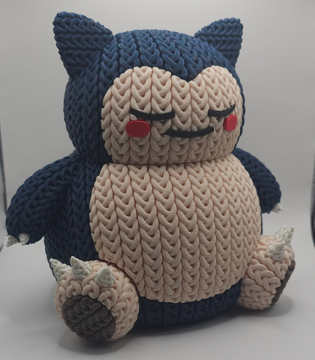 Knitted Design- 3D Printed Snorlax Figure- Unique Display Collectible