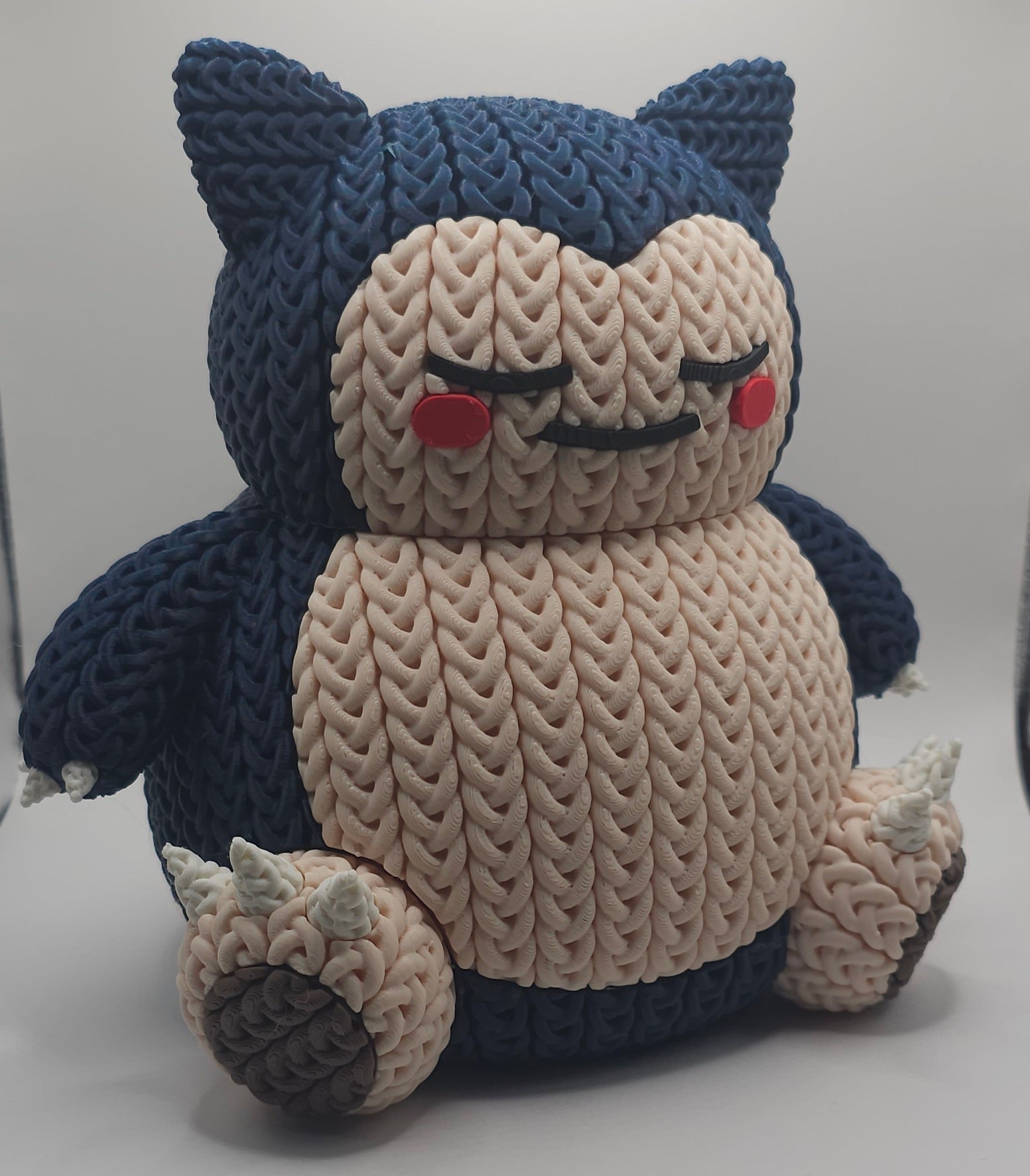 Knitted Design- 3D Printed Snorlax Figure- Unique Display Collectible