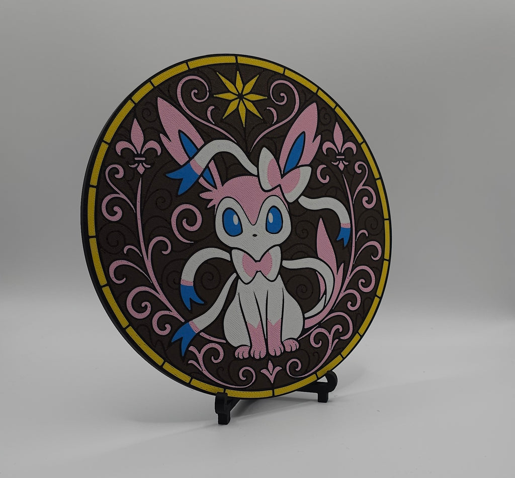 Pokemon Eeveelutions Stained Glass Inspired- 3D Printed Wall/Door Decor- Unique Display Collectible