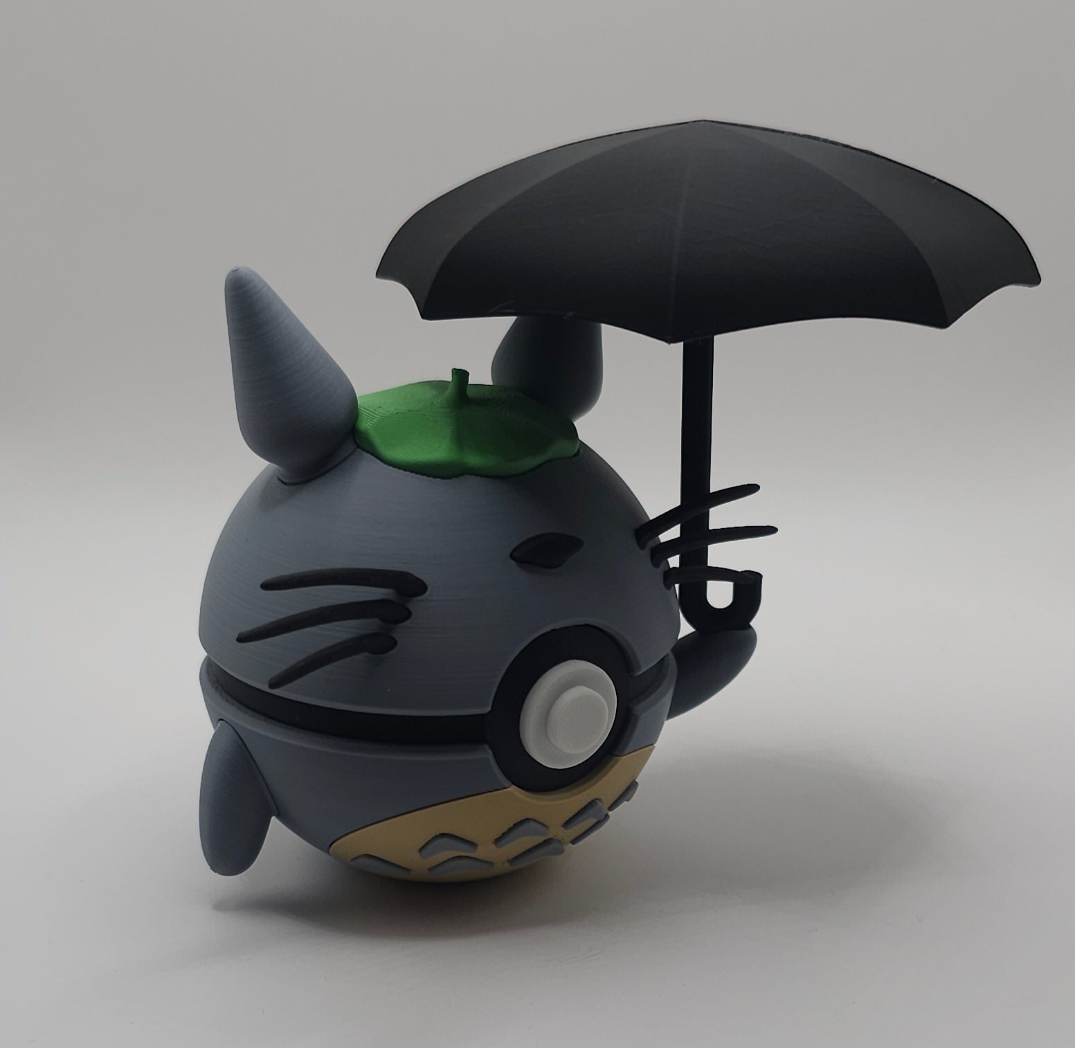 Totoro Inspired Character Design- 3D Printed Pokeball- Unique Display Fan Art Collectible