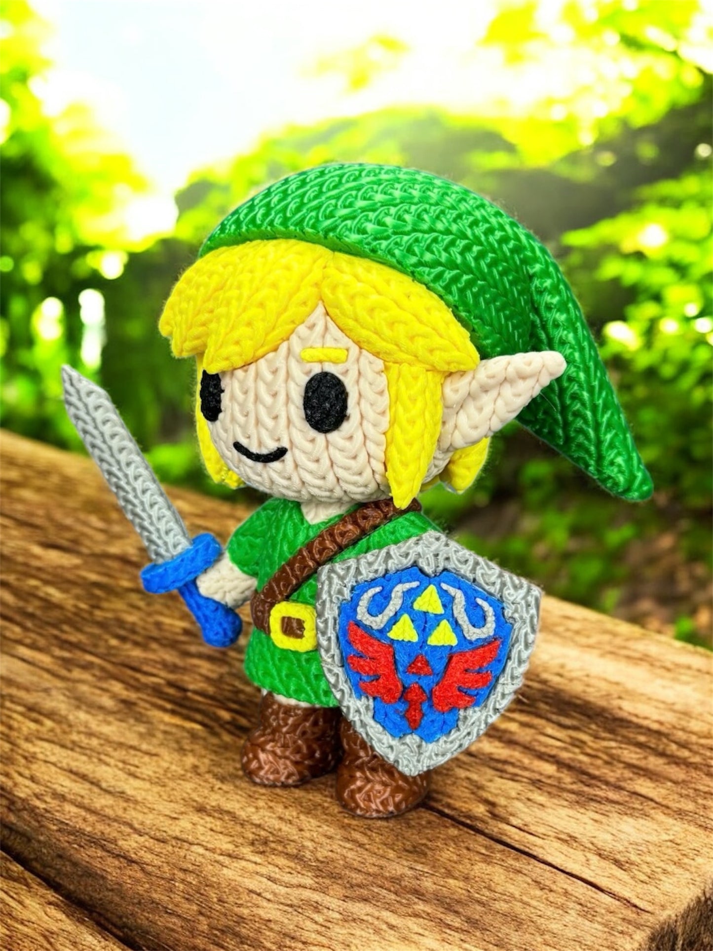 Knitted Design - 3D Printed Link Character Figure - Unique Display Collectible