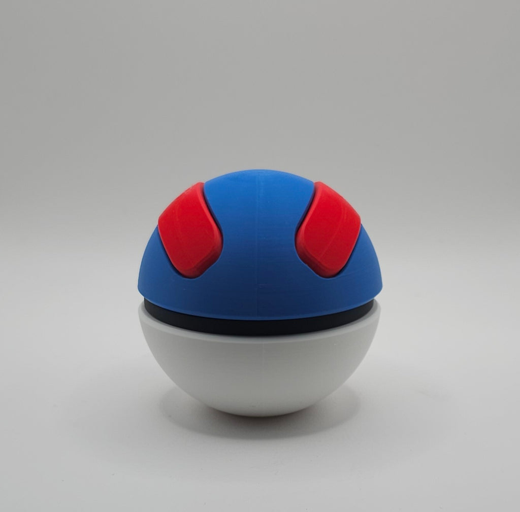 Pokemon 3D Printed Pokeball- Great Ball Design- Unique Fan Art Collectible