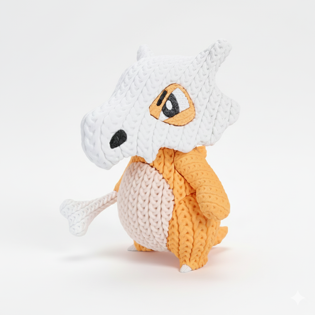 Knitted Design- 3D Printed Figure- Cubone- Unique Display Collectible