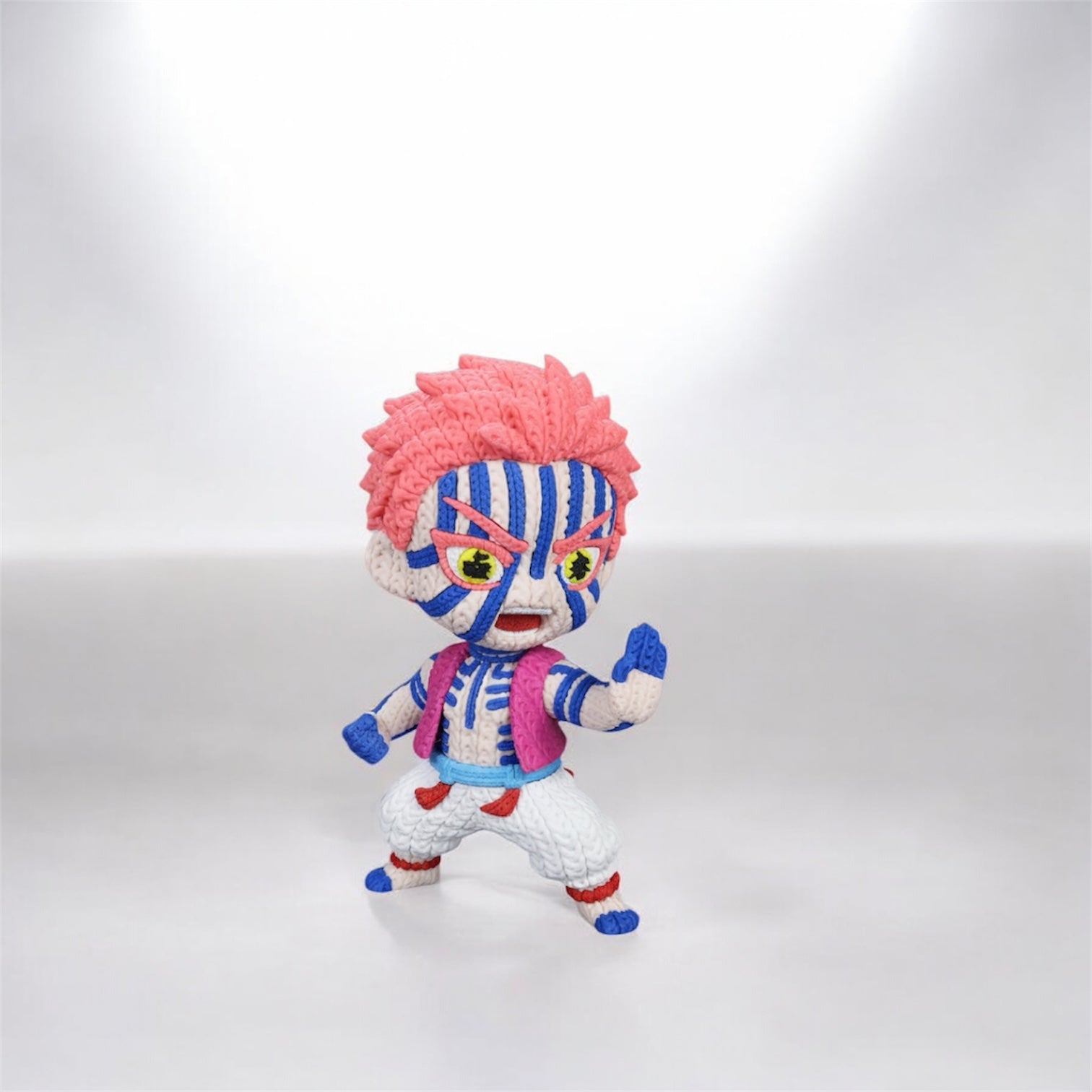 Knitted Design- 3D Printed Akaza Character Figure- Unique Display Collectible