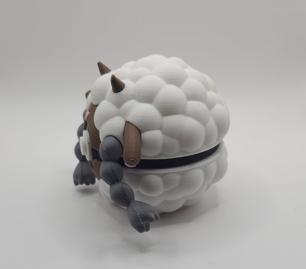 Pokemon Character Design - 3D Printed Pokeball - Wooloo - Unique Display Collectible