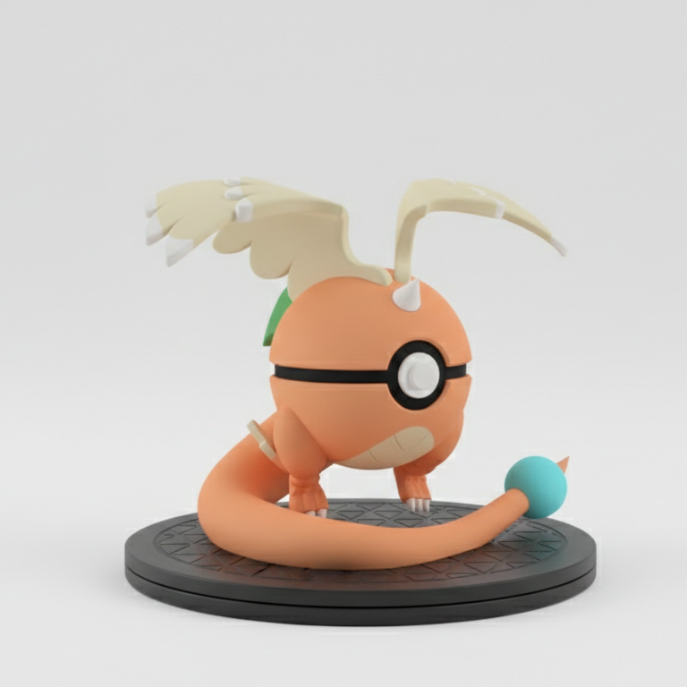 Pokemon Character Design- 3D Printed Pokeball- Mega Dragonite- Unique Display Collectible