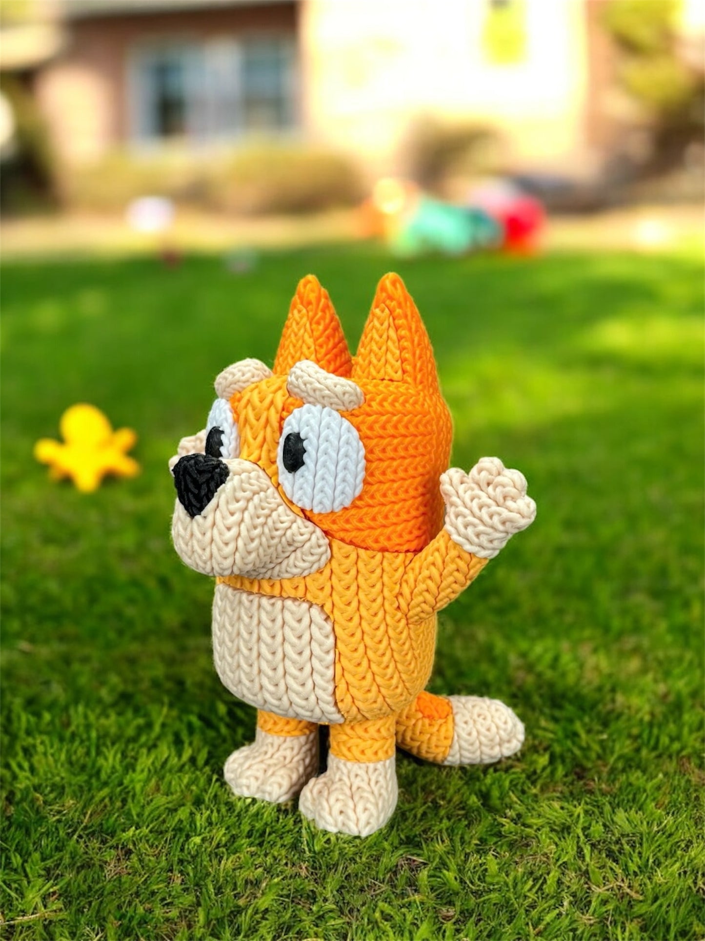 Knitted Design - 3D Printed Bluey and Bingo Figures - Unique Display Collectible