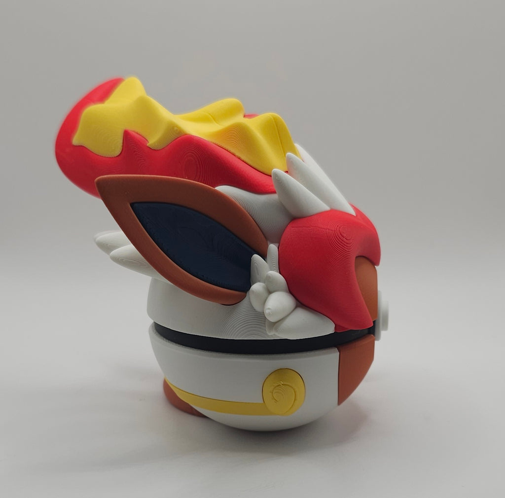Pokemon Character Design- 3D Printed Pokeball- Infernape- Unique Display Fan Art Collectible