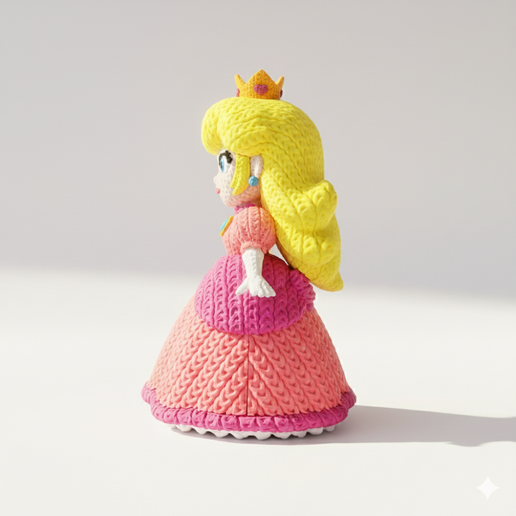 Knitted Design - 3D Printed Super Mario- Inspired Figures - Unique Display Collectible