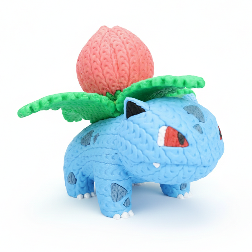 Knitted Design- 3D Printed Venusaur Figure- Unique Display Collectible